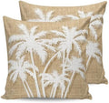 Throw Pillows 16x16 Set of 2, Tropical Palm Tree Waterproof Outdoor Pillow Covers for Patio with Insert, Vintage Tan Exotic Botanical Plants Decorative Pillowcase Cushion for Couch, Sofa, Bed, Garden by Unknown