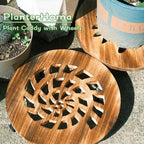 4 Pack Plant Caddy with Wheels Heavy Duty 12 Inch Wooden Plant Stand with Wheels Plant Dolly Rolling Plant Stand Plant Roller with Casters for Indoor and Outdoor with 4 Pack Plant Saucers, Round - Image 2