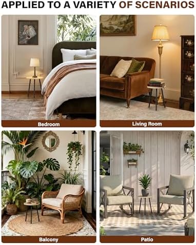 Plant Stand Indoor 14'': Indoor Plant Stand 2 Pack Metal Plant Table - Wood Plant Stool Outdoor Small Round Side End Table Mid Century Modern Decor - Home Decor - Image 7