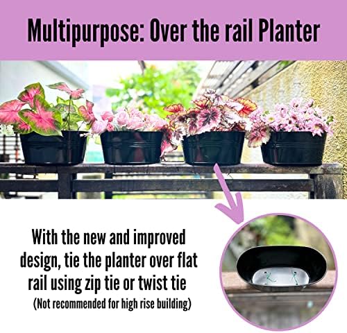 LaLaGreen Fence Rail Planter (15 in, 6 Pack) Black Metal Hanging Boho Pot - Image 7
