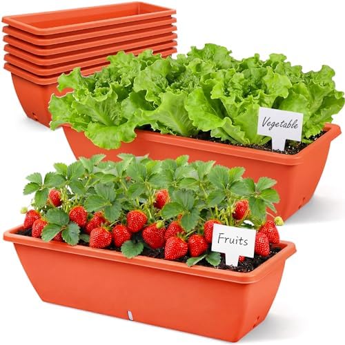 8 Pcs 24 Inch Plastic Window Boxes Planters, Red by RimCereal
