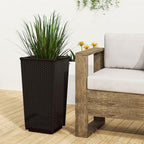 GIANTEX Outdoor Wicker Flower Pot Dark Brown Set of 2, 23 Inch Tall - Image 2