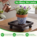 Cabilock Square Plant Stand Caddy Plant Saucer Tray with Wheels Flower Pot Tray Caster Wheels (Black) - Image 6