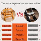 Latifolia Foldable 4 Step Ladder, Wooden Step Stool with Floor Saver, Decorative Ladder Shelf for Living Room, Kitchen, Garden(Walnut) - Image 5