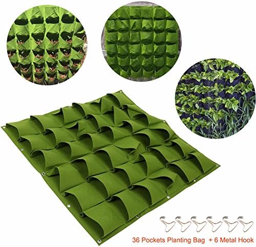 Hengwei Vertical Hanging Wall Planter with 36 Roomy Pockets for Herbs Or Flowers. Great Addition to Your Outdoor Garden and Patio Areas. (36 Pocket, Green) - Image 2