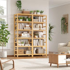 FOTOSOK 6-Tier Bamboo Shelf with Adjustable Shelves, Bamboo Kitchen Cabinet - Image 2