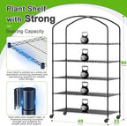 5-Tier Greenhouse with Caster Wheel, Shelf Height Adjustable Metal Shelf - Image 2
