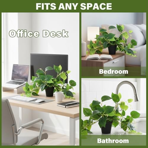 Tiita Artificial Pothos Plants in Pots, 2 Pack for Desk and Shelf Decor - Image 5