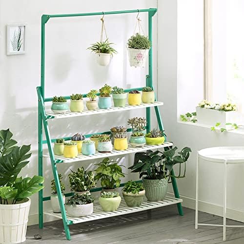 LIGUOYI 3-Tier Ladder Plant Stand Hanging Garden Display Shelf, Bamboo Plant Pot Holder H 56'' Folding Potted Plants Display Ladder Shelf Sturdy Durable for Home Storing Plants Flowers by LIGUOYI