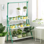 LIGUOYI 3-Tier Ladder Plant Stand Hanging Garden Display Shelf, Bamboo Plant Pot Holder H 56'' Folding Potted Plants Display Ladder Shelf Sturdy Durable for Home Storing Plants Flowers by LIGUOYI