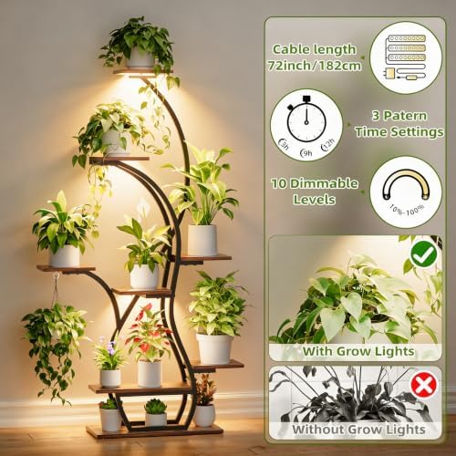 Plant Stand Indoor with Grow Lights - 8 Tiered Corner Plant Shelf Indoor - Image 5