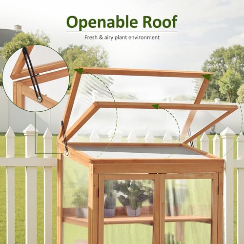 MCombo Cold Frame Greenhouse, Wooden Cabinet with Shelves, 0760 (Orange) - Image 5