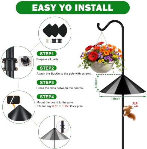 FEED GARDEN 108’’ Bird Feeder Pole Squirrel Proof 1 Pack, Shepherds Hook - Image 6
