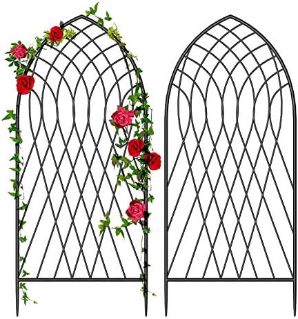 Amagabeli 2 Pack Large Garden Trellis for Climbing Plants 75” x 31” Heavy Duty Rustproof Black Iron Plant Trellis for Potted Plants Support Tall Wall Metal Trellis for Rose Vegetables Cucumber GT05 by AMAGABELI+GARDEN+%26+HOME