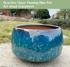 Reactive Glaze Peacock Color 11" Ceramic Plant Pot，Large Flower Pot Planter - Image 3