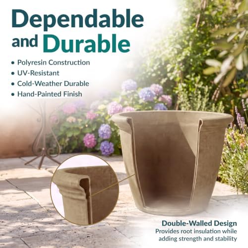 Sunnydaze Anjelica 15.25'' Large Plastic Planter Pot for Plants, Beige - Image 2