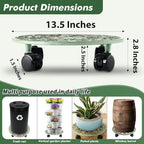 3 Packs 14 Inch Rolling Plant Stand with Wheels Metal Plant Caddy with Wheels Heavy Duty Round Plant Stand Indoor Iron Plants Rollers for Plants, Plant Dolly Retro Green - Image 4