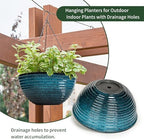 12 Inch Glazed Hanging Planters for Indoor Outdoor Plants, Hanging Baskets - Image 4