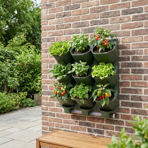 9 Pockets Greenstalk Vertical Planter, Wall Mounted Vertical Planter(Green) - Image 4