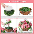 Ammyoo Artificial Champagne Hydrangea Flowers with Hanging Basket for Decor - Image 3