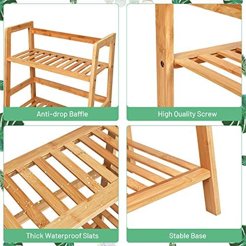 GIANTEX 4-Tier Ladder Shelf Plant Stand, Bamboo Plant Shelf, Natural - Image 7