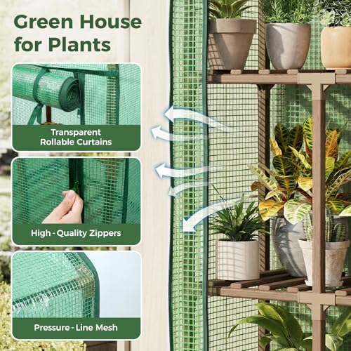 Bamworld Mini Greenhouse for Outdoor Indoor 23 x 17 x 54-Inch Small Plant Green House 3-Tier Rack Stand Portable Greenhouses with Durable PE Cover for Seedling - Image 5