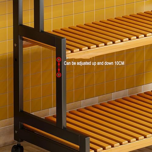 Plant Stand, Bamboo Ladder Shelf Display Shelf, Multi-Tier Planter Holder with wheel for Home Garden Patio Balcony Indoor Outdoor Use,80*40*65cm - Image 4