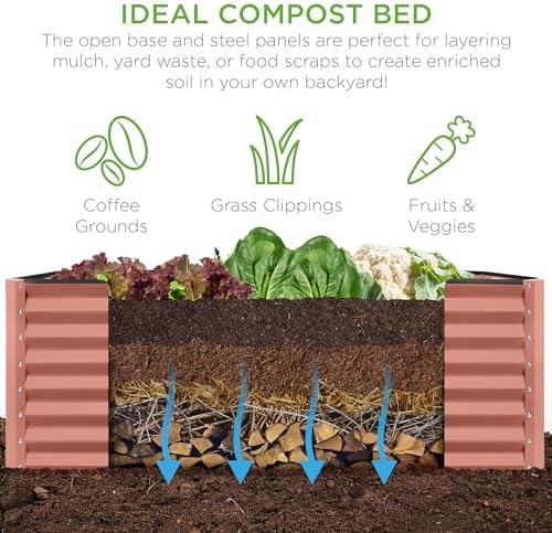 Best Choice Products 8x4x2ft Outdoor Metal Raised Garden Bed, Deep Root Planter Box for Vegetables, Herbs & Flowers, 478-Gallon Capacity, 100% Non Toxic Materials - Terracotta - Image 4