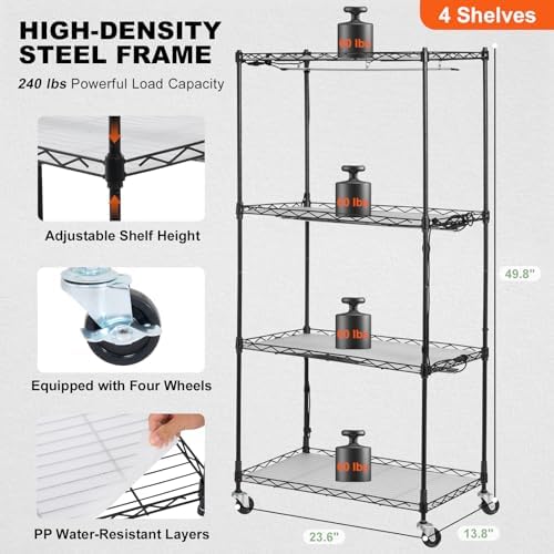 VEVOR Plant Stand with Grow Light, 4-Tier Plant Shelfwith 45W Full Spectrum LED, 3 Mode Plant Light with Timer and Wheel for Seed Starting, Metal Plant Rack for Indoor Plants - Image 6