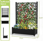EasyUp Rolling Garden Planter Box with Trellis & Lockable Casters, Outdoor Raised Bed with Drainage & Water Gauge, Durable Resin for Patio, Balcony, Yard, Dust-Proof (Black, 43.43 * 18.27 * 64.29) - Image 2