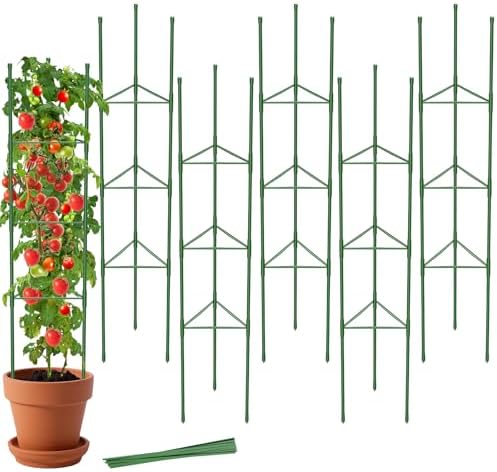 MYMULIKE 6 Pack Tomato Cages for Garden, 51in*13in Adjustable Tomatoes Plant Stakes Support Cages Trellis, Garden Trellis for Vegetable Flowers Fruits Climbing Plants- 20 Binding Wires Included by MYMULIKEHOME