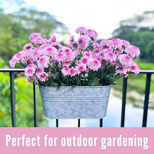 LaLaGreen Boho Rail Planter (16 in, 4 Pack) Silver Metal Fence Flower Pots - Image 5
