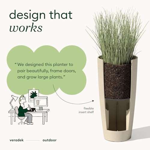 Veradek Mason Series Vega Planter - Tall Round Outdoor Planter with Shelf - Image 5