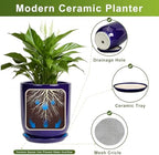 Ceramic Planter - 12 Inch Pots for Plants Ceramic Plant Pot Indoor with Drainage Hole and Saucer Large Planter Flower Pot Outdoor for Home Garden Decor Blue - Image 6