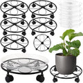5 Packs 13.5 inches Large Metal Plant Caddy with Wheels Round Planter Dolly Pot Mover Rollers Wrought Iron Rolling Plant Stands Indoor Outdoor Wheeled Plant Holder Coaster Trolley, Black by DEELF+OUTLET