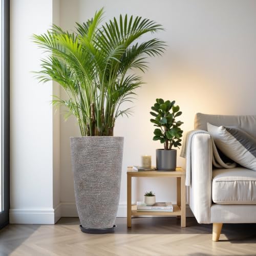 QCQHDU 9 Gallon Tall Large planters for Outdoor/Indoor Plants of 12" Dia x 21" H (Colored Limestone, 21IN) - Image 5