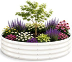 5FT Round Raised Garden Bed, Heavy Duty Galvanized Metal Planter Box for Vegetables, Flowers & Herbs, Rust-Resistant Outdoor Gardening Bed with Modern White Finish & Easy DIY Assembly by Unknown