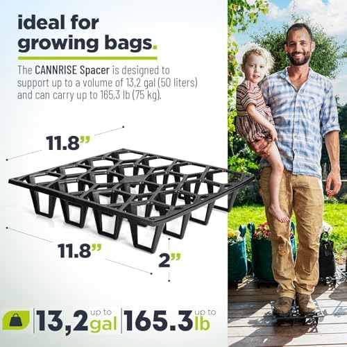 Plant Riser – Modular Pot Spacer for Grow Bags, Planters & Containers – UV-Resistant Drainage Tray for Airflow, Root Health & Cleaner Surfaces (Standard Black W/ 100 clips, 10 Pack) - Image 2