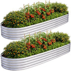 AHEONLAR 2pack 6×3×1ft Raised Garden Bed，Outdoor Galvanized Planter Boxes, Oval Large Metal Raised Garden Beds for Vegetables by garden
