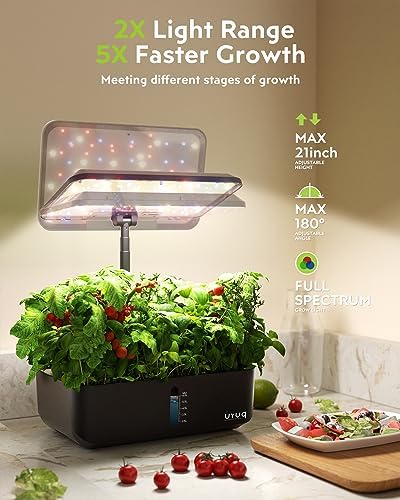 URUQ 12 Pods Hydroponics Growing System Remote Control Charcoal & 140Pcs Hydroponic Pods Supplies - Image 3