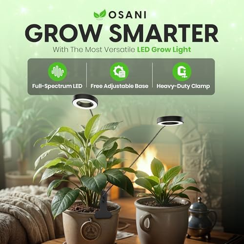 OSANI LED Grow Lights for Indoor Plants, 24" Full Spectrum Plant Light with Gooseneck Clip On Clamp, Dimmable Desk Lamp, Auto Timer, Indoor Plant Grow Light - Image 2