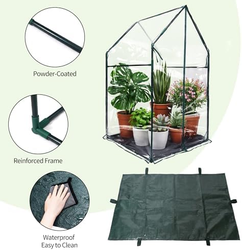 PROWORX Mini Greenhouse 36"x36"x58.5" Plant Cover Tent Seed Starting Waterproof Floor Mat Small Plant Tent for Use on Patio Balcony Porch & Indoors/Outdoors - Image 5