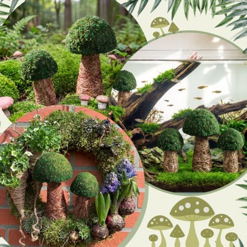 2 Pcs Artificial Moss Mushroom Enchanted Forest Table Decor, 6" and 7.8" - Image 5