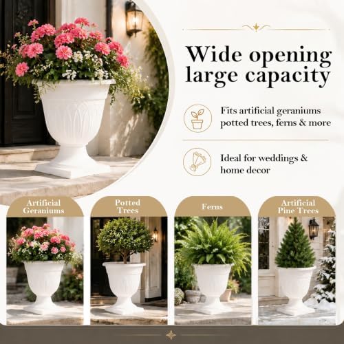 Planters Outdoor Large Resin Urn 2 Pack 15.3 Inch Classic - Image 7