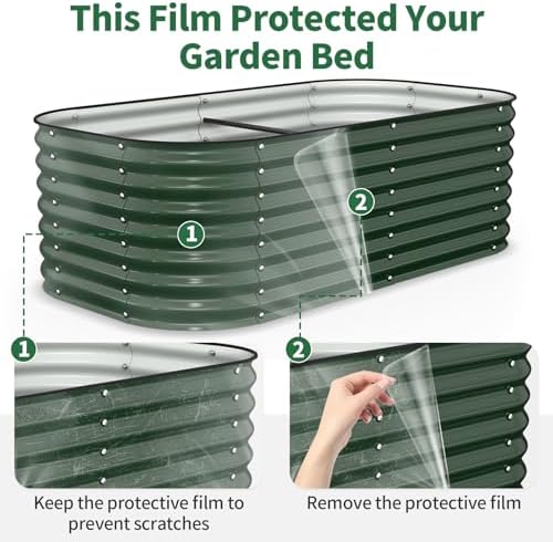 Kesfitt Raised Garden Bed Outdoor, Galvanized Steel Metal Raised Bed Planter for Vegetables, 24-Inch Deep Open Bottom Backyard Garden Bed 6x3x2 ft, Forest Green - Image 5