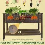 VEIKOU 48x24x33in Cedar Raised Garden Bed, Planter Raised Beds with Lockable Wheels, Storage Shelf, Raised Garden Beds Outdoor for Backyard, Patio, Balcony, Rustic - Image 5