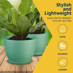 Mint Plant Pots with Drainage Holes & Saucers 15 Pack, Indoor & Outdoor Stackable Space-Saving Planters for Houseplants & Flowers, (7", 6.7", 6", 5.3", and 4.8" Inches), Durable & Weatherproof - Image 3