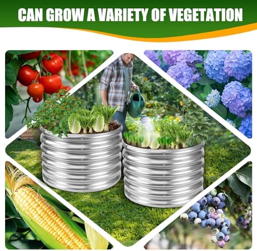 TBMLC 17" Tall Elevated Round Metal Raised Garden Bed Silver,2 FT Diameter - Image 5