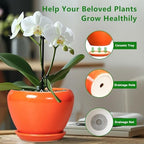 Ceramicfor Ceramic Pot for Plants - 10 Inch Plant Pot with Drainage Hole and Saucer, Modern Round Glaze Planter for Indoor Outdoor Plants, Plant Lover Gifts, Home Garden Office Decor, Orange - Image 5