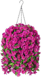 Ammyoo Artificial Faux Hanging Flowers Basket for Spring Outdoor Decor by Ammyoo